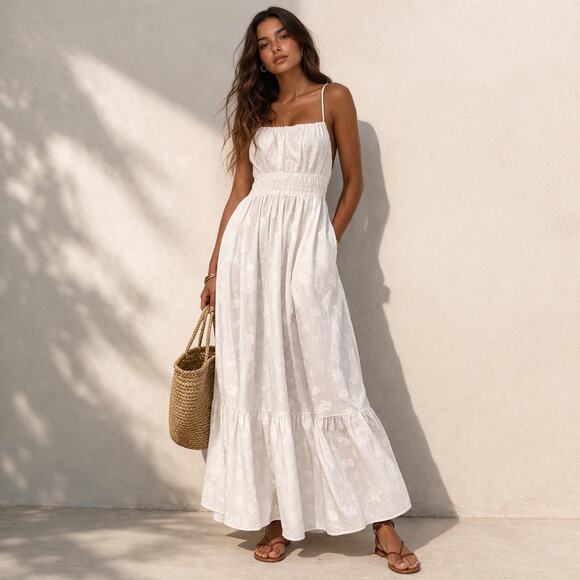 Birds of Paradis by Trovata Dresses & Skirts - NWT: TROVATA Birds of Paradis Mirabella Embroidered White Cotton Maxi Dress